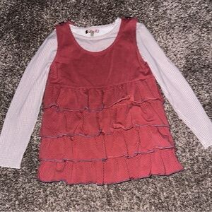 Matilda Jane Red and White Ruffle Long Sleeve Tee